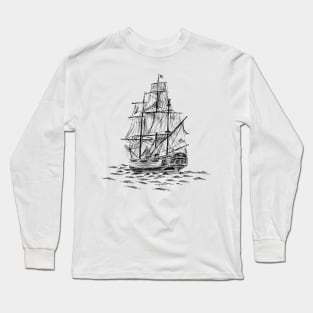 Antique Sailboat Sketch Long Sleeve T-Shirt